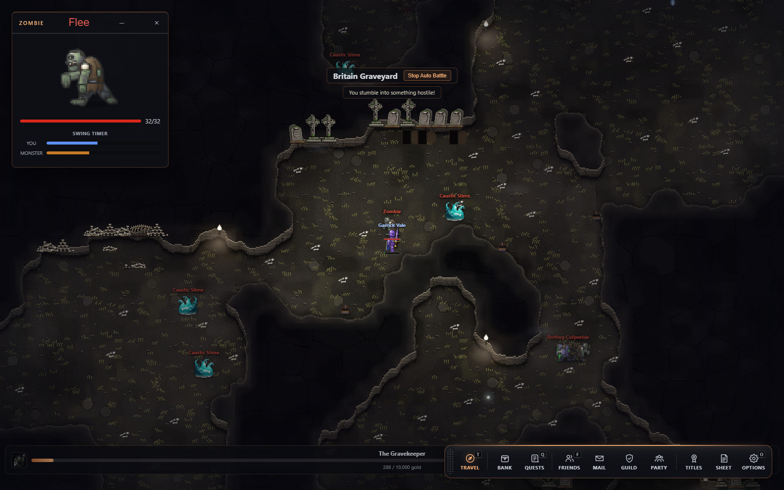 A fight in a dungeon, seen from above